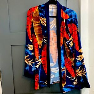 Fashion Nova cardigan with vibrant leaf pattern